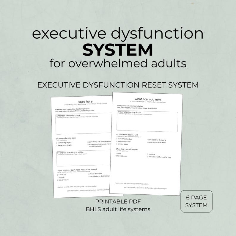 Dysfunktions-Planungssystem für überwältigte Erwachsene | Druckbares PDF Bild 1