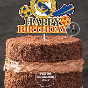 Real Madrid Cake Topper: Personalized Soccer Birthday Party Decor (Digital Download