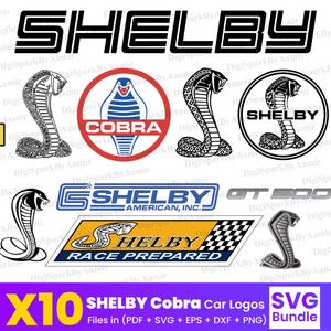 Shelby Cobra Car Logo SVG Bundle Pack of 10 Car Logo SVGs for Cricut & Silhouette Muscle Car SVG Digital Download Png Dxf Pdf Eps Cut Files