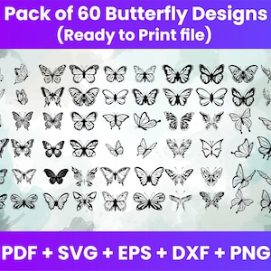 Butterfly Svg bundle design Pack of 60 Unique butterfly png design Butterfly Cricut dxf eps bundle Butterfly svg Clipart Butterfly tattoo