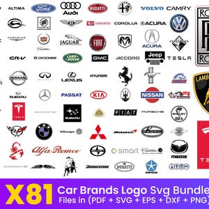 81 Car Brands Logo Design Pack of 81 Car Logos Svg Bundle Branded Cars identity logo eps car logos png Car svg racing cars svg Cars logo pdf
