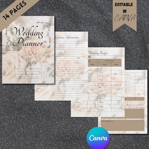 Wedding Planner minimalista modificabile | Modello Canva | Libro stampabile per wedding planner | Planner digitale