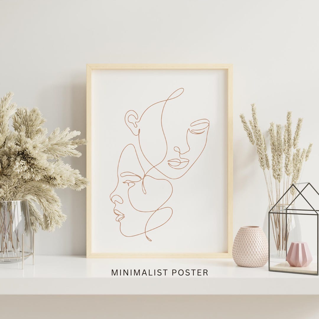 Minimalist Abstract Line Art Faces Poster: Modern Boho Wall Decor - Etsy