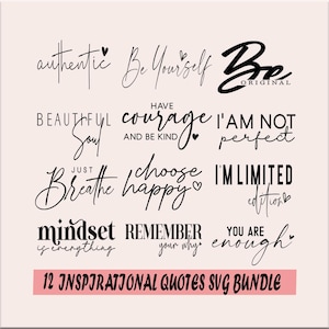 Pacchetto SVG di citazioni motivazionali Boho / File di taglio di detti motivazionali Boho / Disegni Cricut e Silhouette / Vibrazioni positive PNG SVG ...