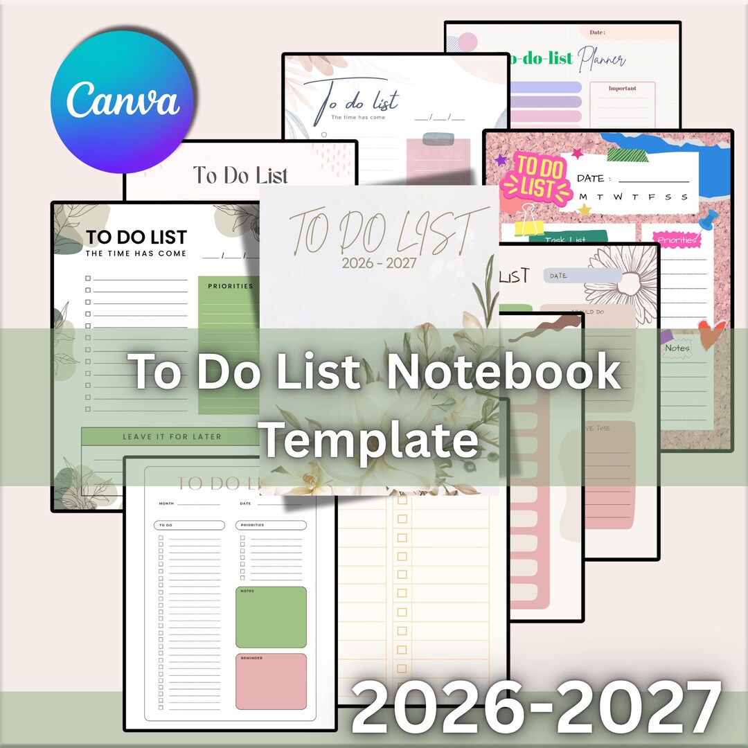 Printable To-do List Notebook: Minimalist Task Planner (canva Editable ...