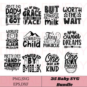 Baby-svg-bundel | Babyshirt-svg | Babycitaten SVG | PNG | Sjablonen | Kinderen uit de jaren 90 | Babyclipart | Babyaankondiging