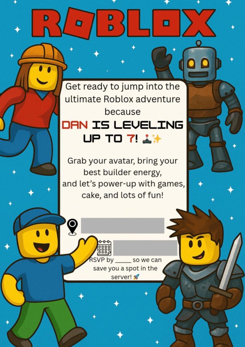 Roblox Birthday Party Invitation – Editable Digital Download - Etsy