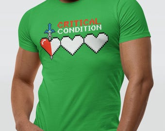 Critical Condition Gamer Shirt with Heart Sword Zelda Gaming Tee
