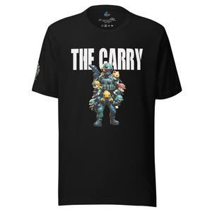 アームタグ付きキャリーゲーミングシャツ - MVP向けゲーマーギフトTシャツ、ランクキャリーシャツ、面白いビデオゲームTシャツ、チームバックパックシャツ、