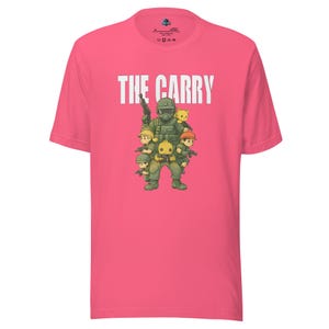 キャリーシャツ - 面白いゲーマーTシャツ - チームバックパックゲーミングシャツ - ランク付けされたゲームギフト - OPプレイヤーTシャツ - ビデオゲームミームTシャツ