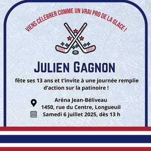 Personalized Hockey Birthday Invitation – Ice Sports Theme Teen Boy Party – Digital Invitation