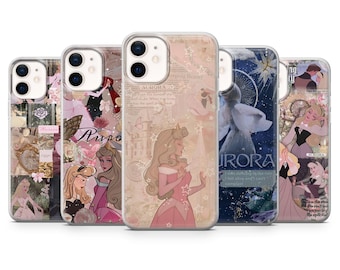 Funda de teléfono de La Bella Durmiente con diseño de Disney Aurora para iPhone 17, 17Pro, 16, 15, 14, 13, Samsung S25Edge, S24, S23, A35, A25, A15, Pixel 10, 9