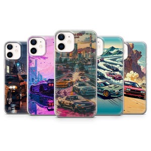 JDM Phone Case Tokyo Street Drift Car Cover for iPhone 17, 17Pro, 16, 15, 14, 13, 11, Samsung S25Edge, S24, S23, A35, A25, A15, Pixel 10, 9A