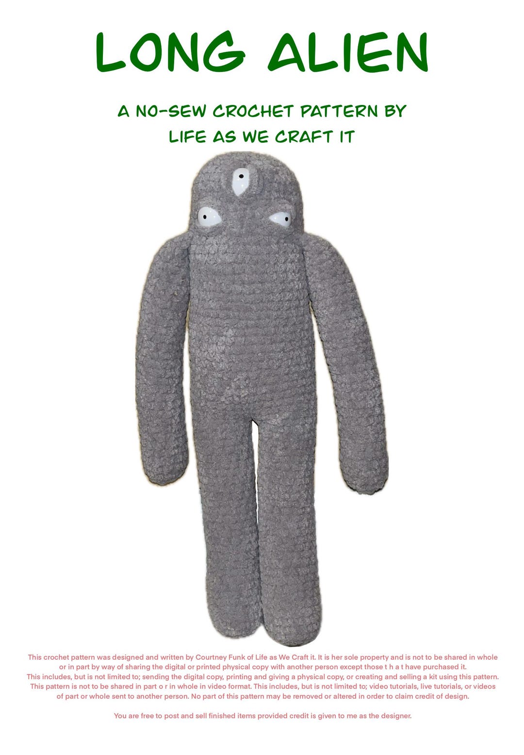 Long Alien No-sew Sock Monkey Inspired Crochet Pattern - Etsy