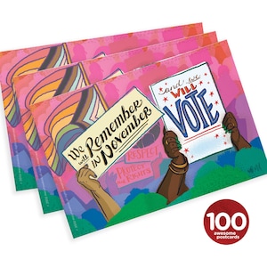 Set of 100 "We Will Remember in November" Pride postcards, perfect for Postcards to Voters and other get out the vote campaigns.