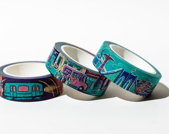 Bright and bold NYC washi tape with long scenes, lots of sightseeing and detail.