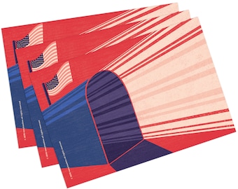 Set of 100 patriotic mailbox postcards, perfect for Postcards to Voters and other get out the vote campaigns.