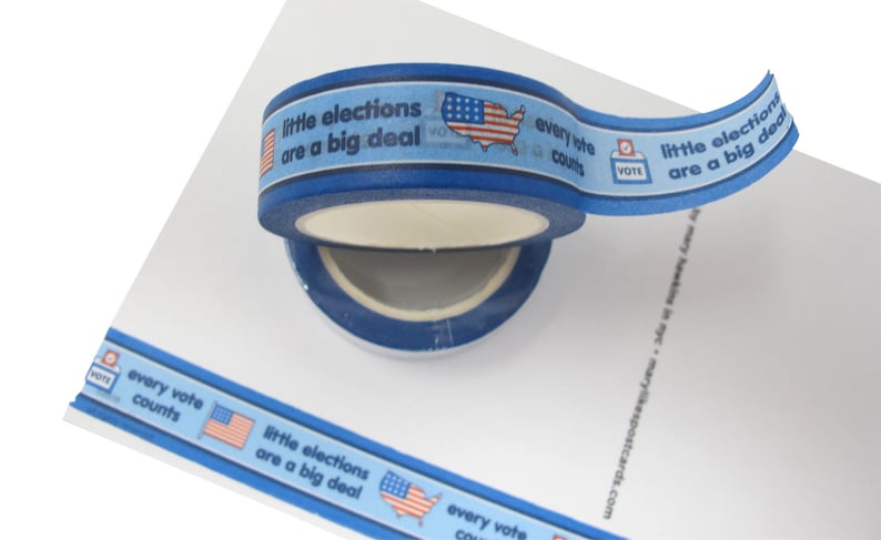 Just one washi tape roll, perfect for decorating Postcards to Voters or other get out the vote writing campaigns Flag