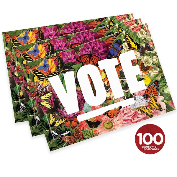 State Butterflies: Set of 100 vote postcards, perfect for Postcards to Voters and other get out the vote campaigns.