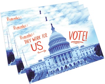 They work for us! Political Postcards: Set of 100 vote postcards, perfect for Postcards to Voters and other get out the vote campaigns.