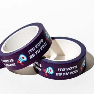 Your vote is your voice! Washi tape for voter postcards. Bilingual too: ¡Tu Voto Es Tu Voz!