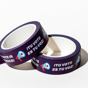 Your vote is your voice! Washi tape to get out the vote, available in English & Bilingual/Spanish. ¡Tu Voto Es Tu Voz! Perfect for postcards