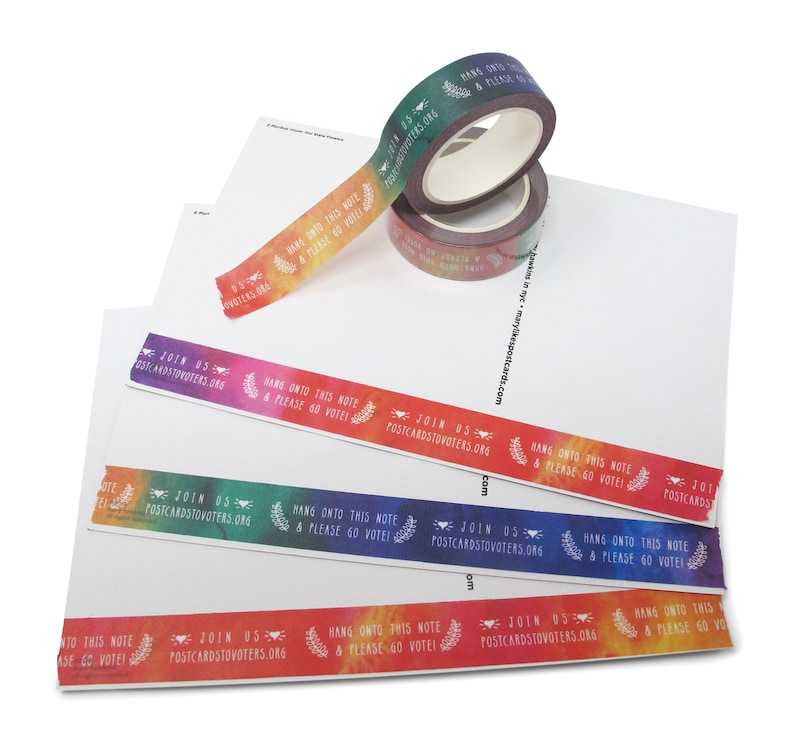 Just one washi tape roll, perfect for decorating Postcards to Voters or other get out the vote writing campaigns Rainbow