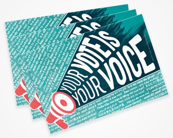 Your Vote Is Your Voice! Political Postcards: Set of 100 vote postcards, perfect for Postcards to Voters & other get out the vote campaigns.