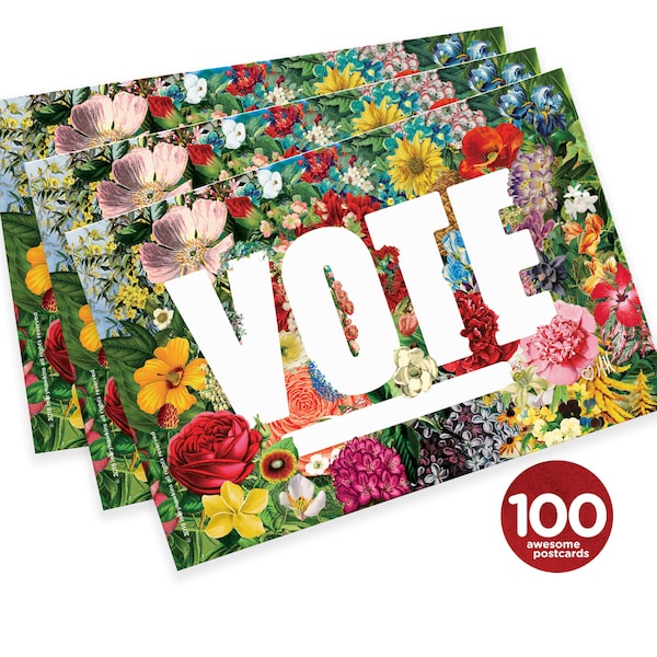 State Flowers! Set of 100 vote postcards, perfect for postcards to voters.