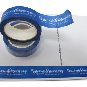 Just one washi tape roll, perfect for decorating Postcards to Voters or other get out the vote writing campaigns Cornflower Blue