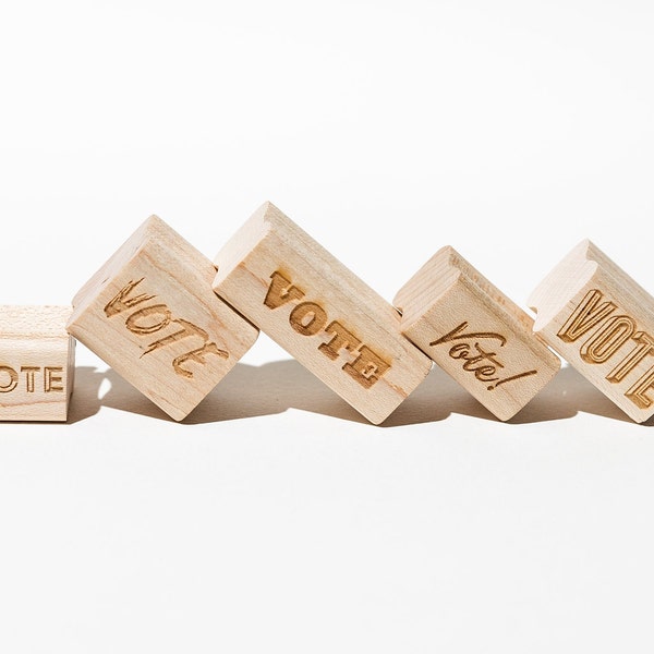 Tiny "Vote" rubber stamps! Perfect for Postcards to Voters and other get out the vote campaigns.