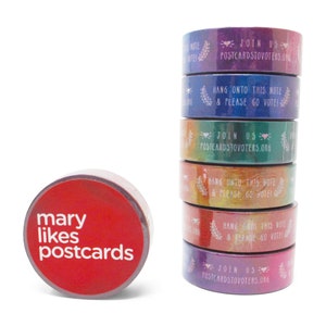 Rainbow Postcards to Voters washi tape, perfect for decorating your get-out-the-vote postcards!