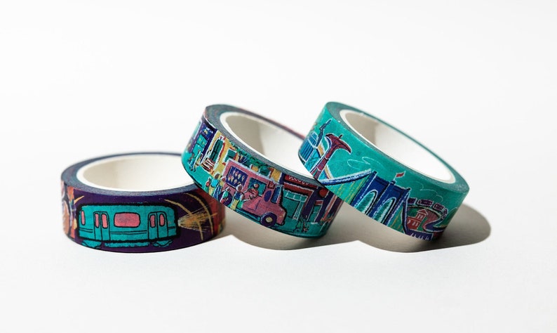 Bright and bold NYC washi tape with long scenes, lots of sightseeing and detail. image 1