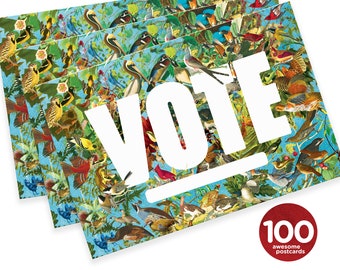 State Birds: Set of 100 vote postcards, perfect for Postcards to Voters and other get out the vote campaigns.