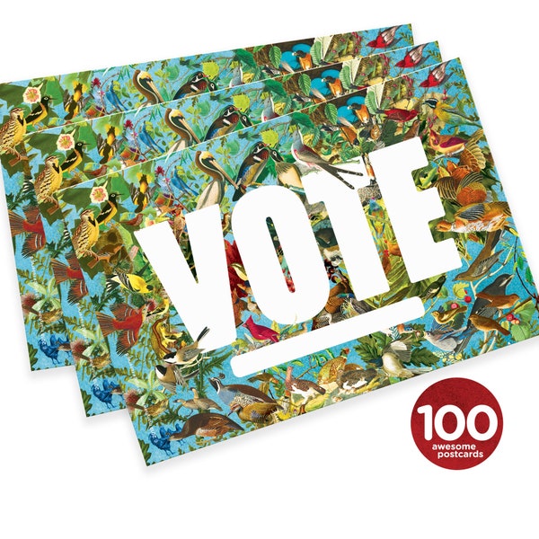 State Birds: Set of 100 vote postcards, perfect for Postcards to Voters and other get out the vote campaigns.