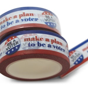 Just one washi tape roll, perfect for decorating Postcards to Voters or other get out the vote writing campaigns Buttons