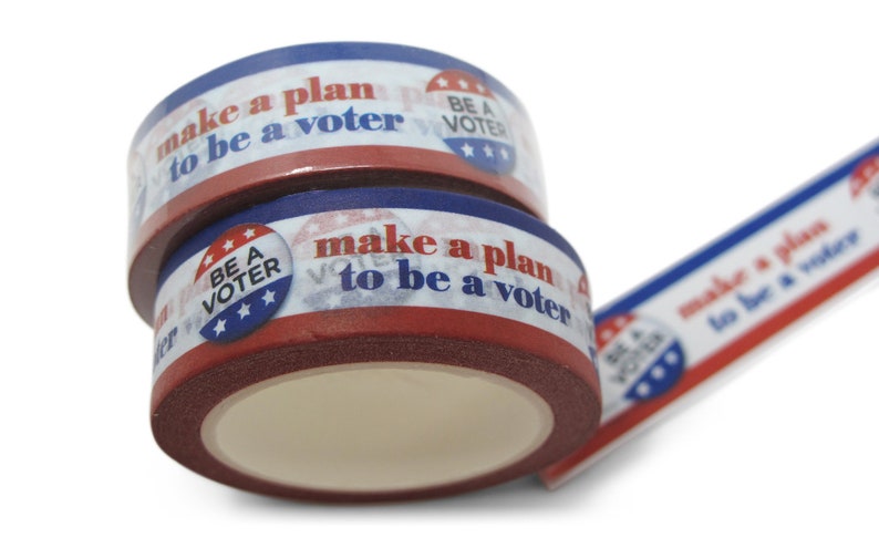 Just one washi tape roll, perfect for decorating Postcards to Voters or other get out the vote writing campaigns Buttons