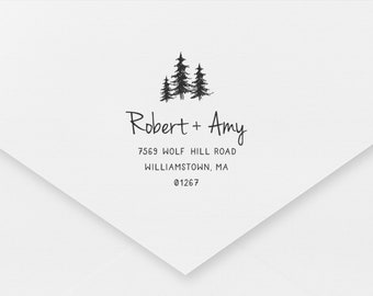 1 x 2.5 inches Return Address Stamp Mountains Couple Address Stamp