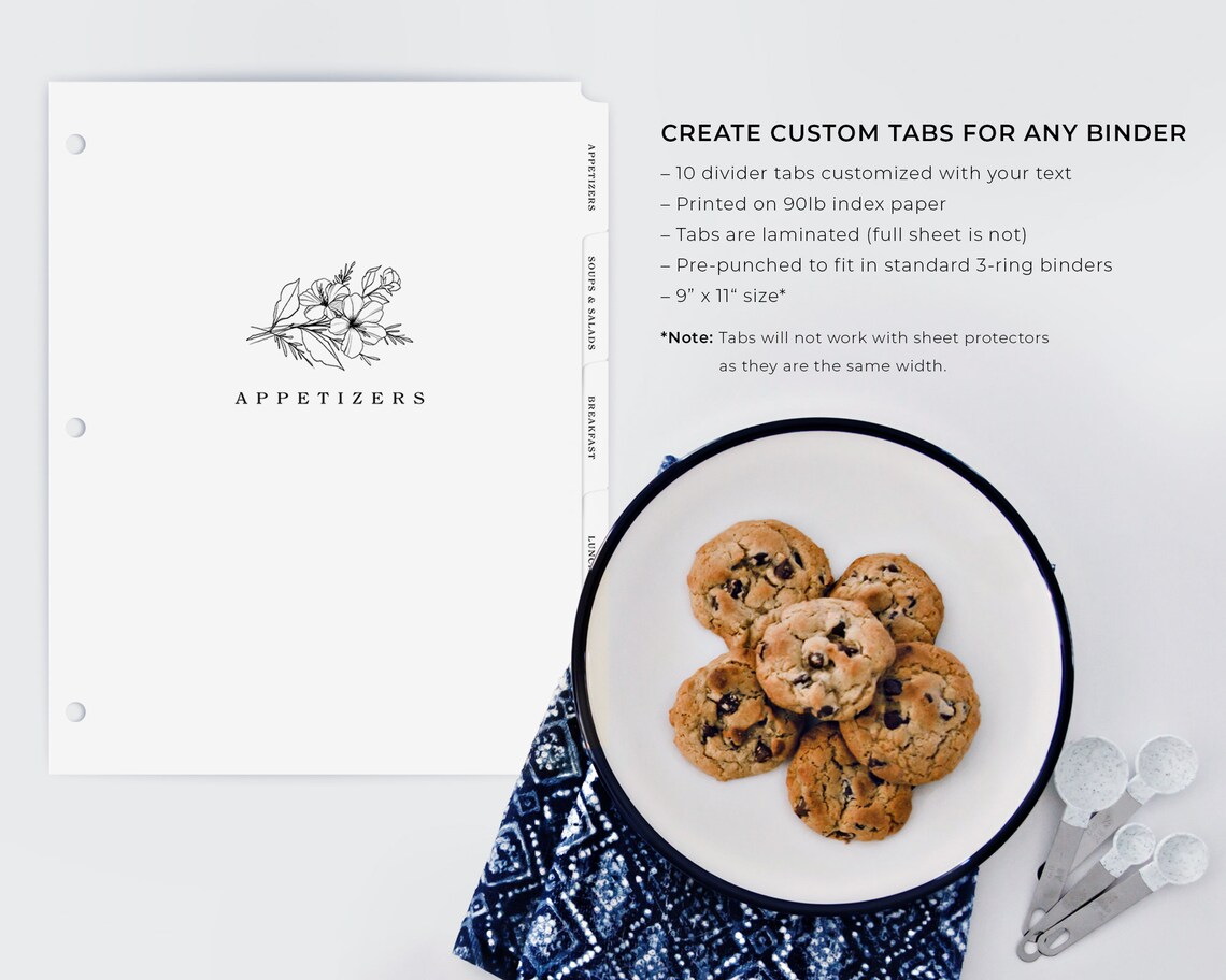 Custom Binder Divider Tabs Custom Tabs Recipe Binder Tabs Etsy