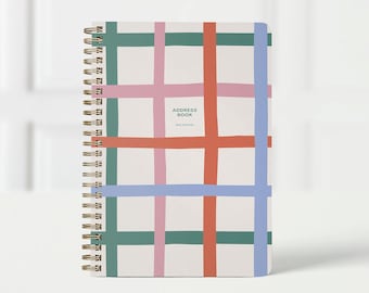 Personalized Address Book, Soft OR Hard Cover Spiral Notebook for Addresses, Custom Contact List and Phone Organizer, Colorful Gridlines