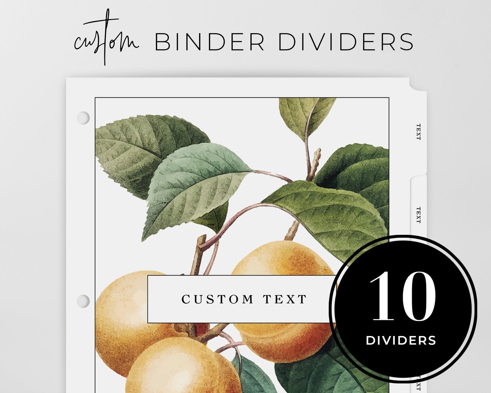 Custom Binder Divider Tabs Custom Tabs Recipe Tabs 10 Index Etsy