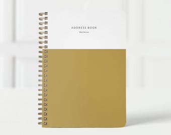 Personalized Address Book, Soft OR Hard Cover Spiral Notebook for Addresses, Custom Contact List and Phone Book Organizer, Modern Colorblock