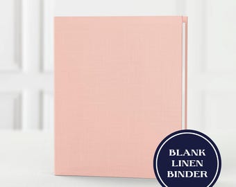 Carpeta de lino en blanco / Artículos de segunda mano / Carpeta personalizada para manualidades / Carpeta de recetas, planificador de bodas, álbum de fotos / Carpeta de lino de 3 anillas / Rosa rubor
