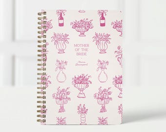 Planificador para la madre de la novia, organizador de bodas y lista de verificación, regalo para mamá, libro de planificación de 6x9, jarrones florales extravagantes