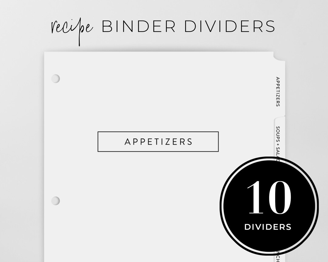 Recipe Binder Tabs Recipe Tab Dividers 10 Index Tab Dividers Etsy