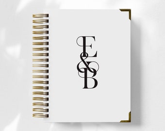 Custom Personalized Wedding Planner Book, Engagement Gift for Bride, Wedding Organizer & Checklist, 12 or 18 Month Planner, Modern Monogram