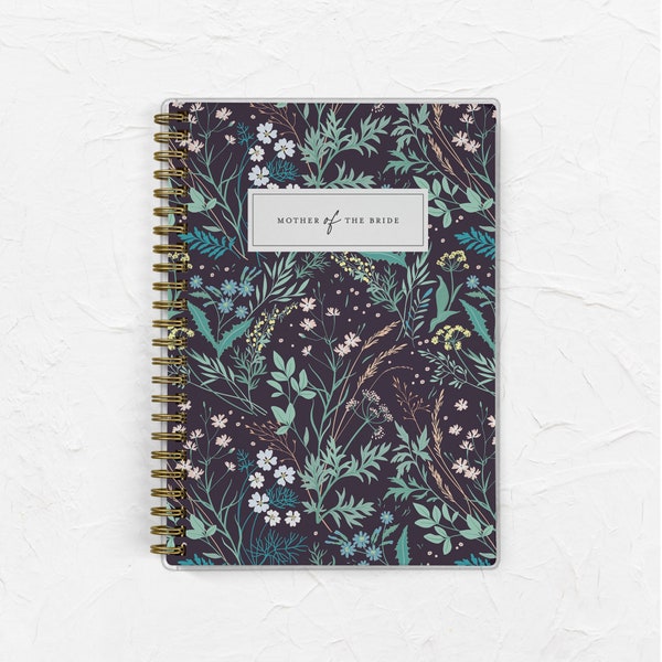 Mother of the Bride Planner, Wedding Organizer and Checklist, Gift for Mom, 6x9 Planner Book, Wildflower Print