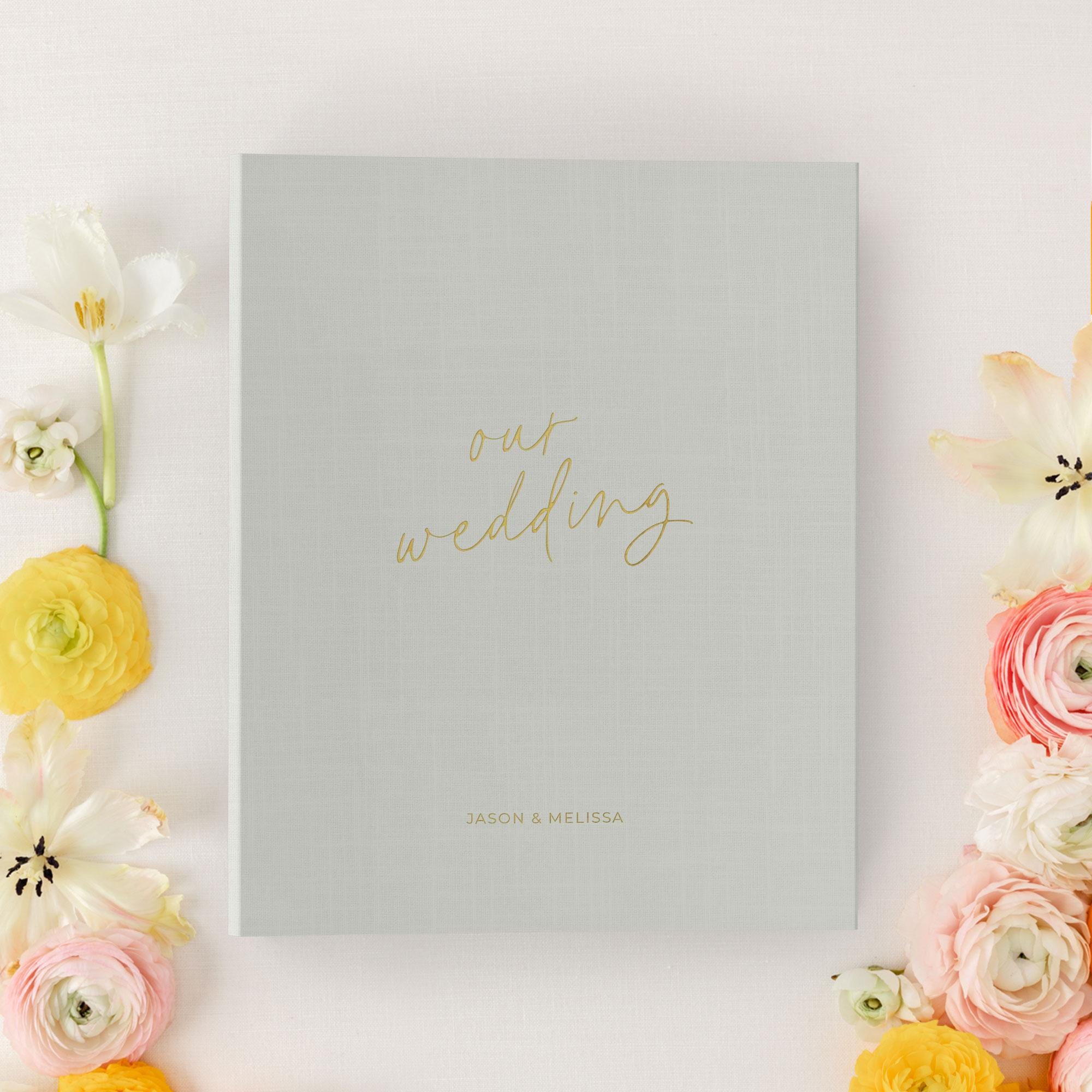 Personalized Wedding Planning Binder, Engagement Gift for Bride, Wedding Organizer & Checklist, Linen Binder with Gold Foil, Our Wedding