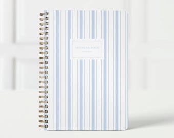 Address Book with Personalized Name, Soft OR Hard Cover Spiral Notebook for Addresses, Custom Contact List Organizer, Blue & White Stripe