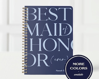 Best Ever Maid of Honor Planner, Personalized Maid of Honor Gift, Wedding Planning Organizer, Bridesmaid Gift, MOH Notebook